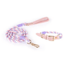 Luxe Royal Pink Leather Dog Rope Leash and Collar Set-20