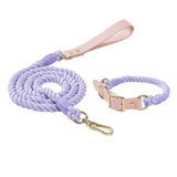 Luxe Royal Pink Leather Dog Rope Leash and Collar Set-28
